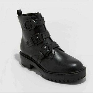 A New Day Women's Calypso Buckle Boots Side Zipper Black Size 12 New